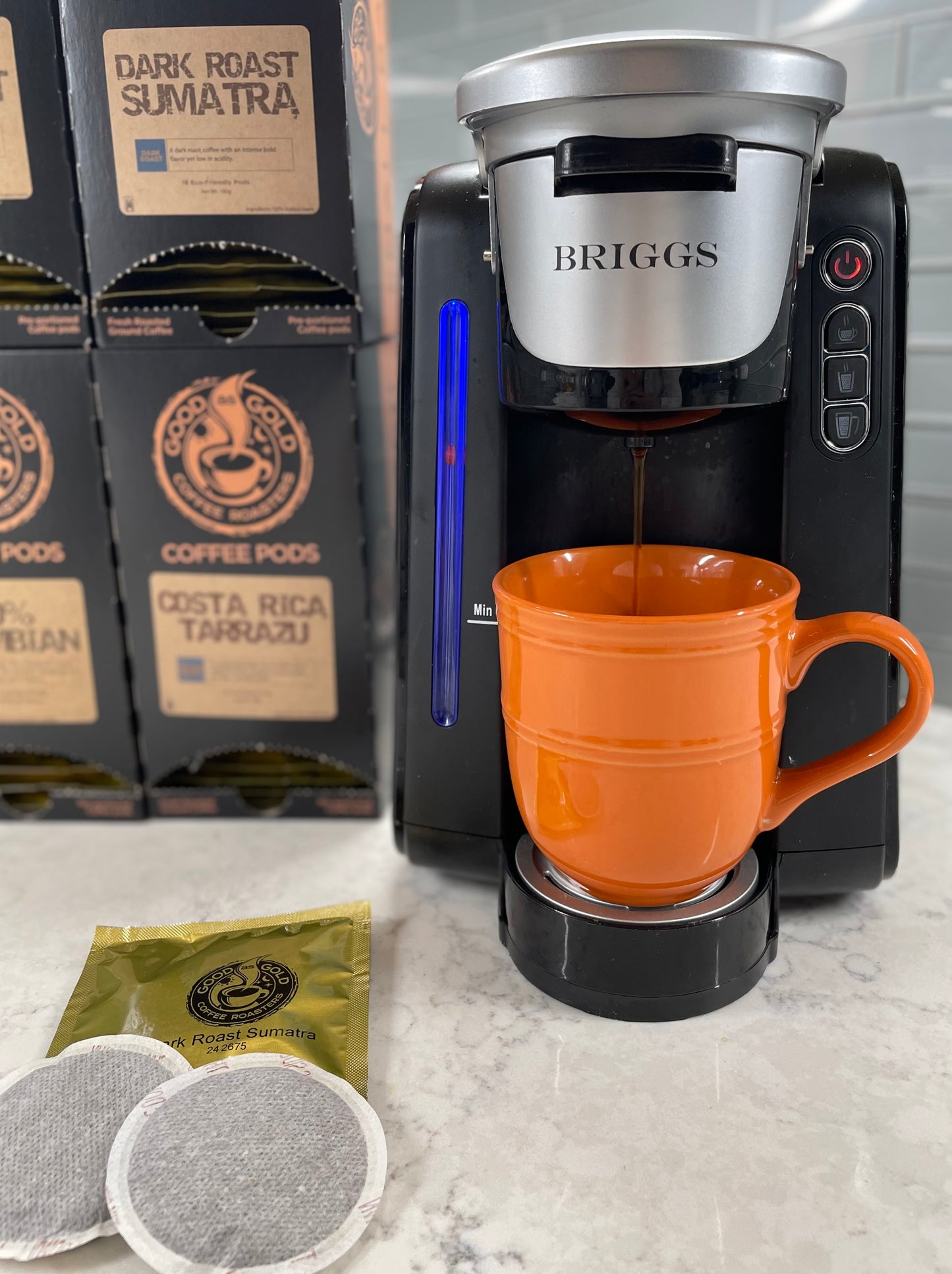 Briggs Soft Pod Coffee Machine + 3 Free Pod Boxes