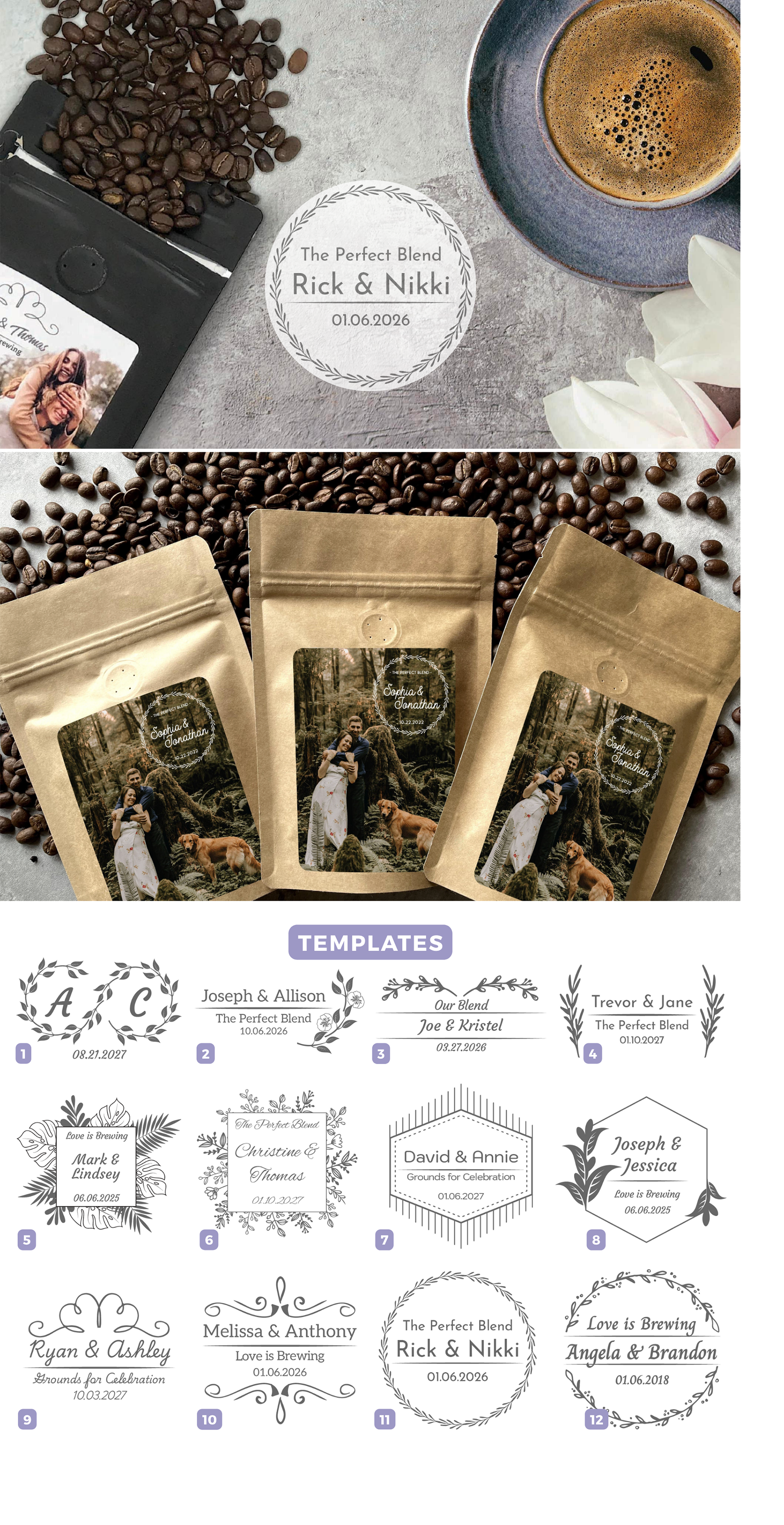 Personalized Wedding Coffee Favors – Choose a Template or Upload Your Own Design