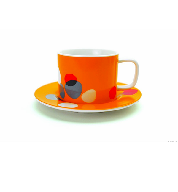 Miam Miam Stone Series - Set of 4 Porcelain Coffee/Tea Mugs and Saucers