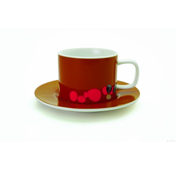 Miam Miam Stone Series - Set of 4 Porcelain Coffee/Tea Mugs and Saucers