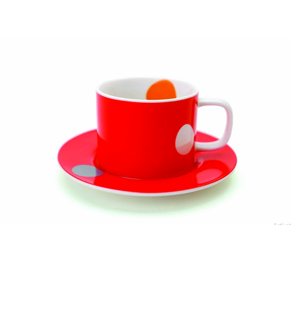 Miam Miam Stone Series - Set of 4 Porcelain Coffee/Tea Mugs and Saucers