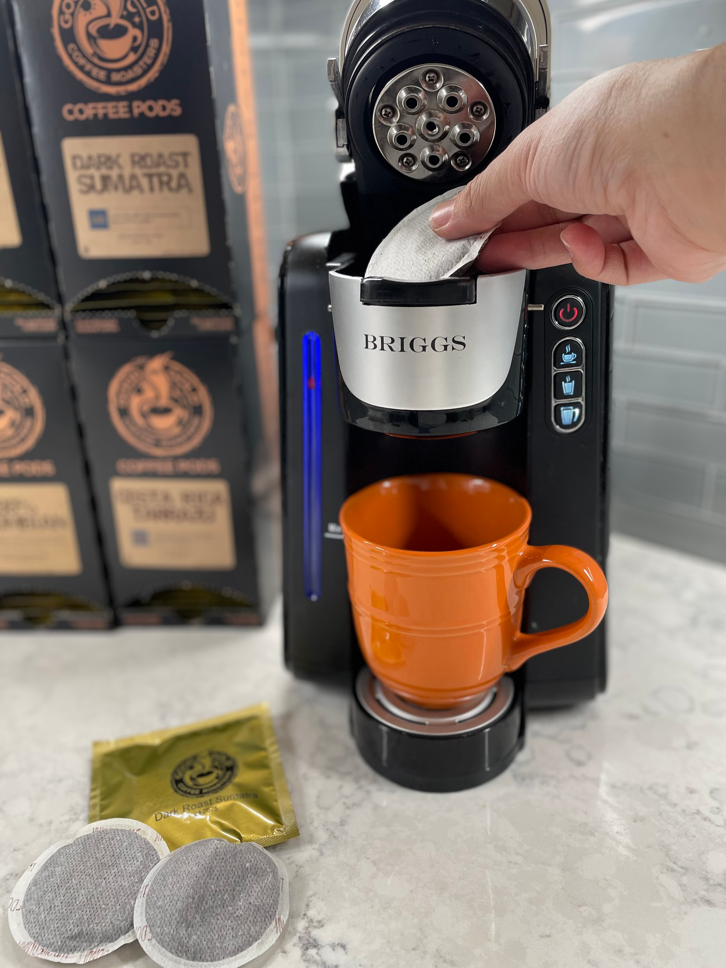 Briggs Soft Pod Coffee Machine + 3 Free Pod Boxes