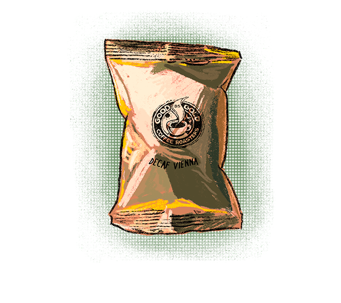 Decaffeinated Vienna Dark Roast 2.5oz ground coffee per pack