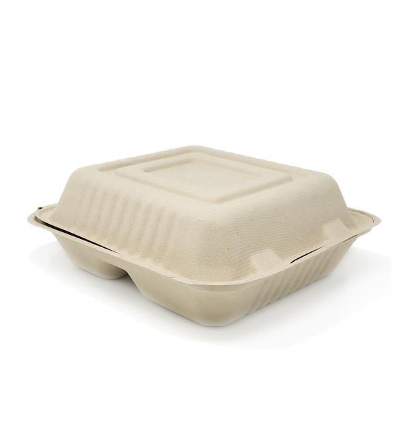 Compostable 8" Clamshell To Go Box